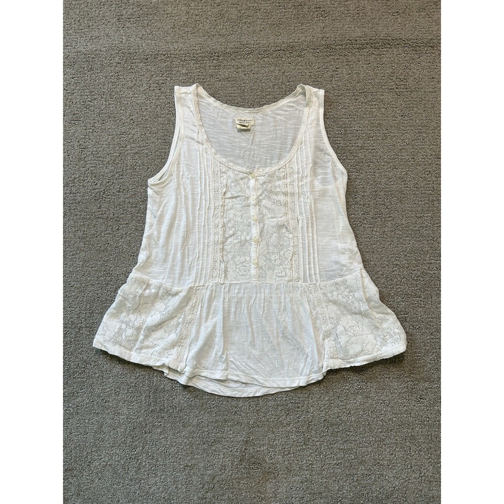 Denim & Supply Ralph Lauren Lace Trim Neckline Ribbed Tank Top Women's Size M